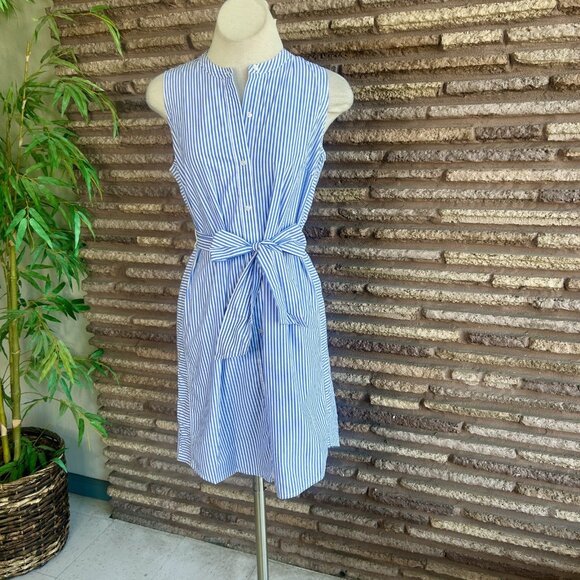 J. Crew Collection Sleeveless Shirtdress in Striped Cotton Poplin Size Small - Picture 7 of 10